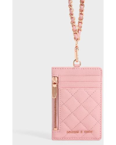 Charles & Keith Braided Strap Card Holder - Pink