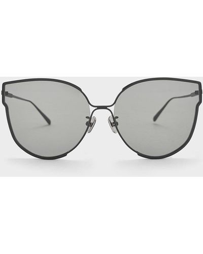 Charles & Keith Thin-rim Butterfly Sunglasses - Grey
