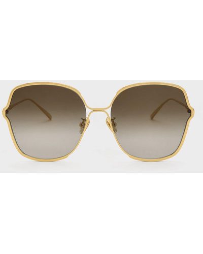 Charles & Keith Metal Rim Butterfly Sunglasses - Natural