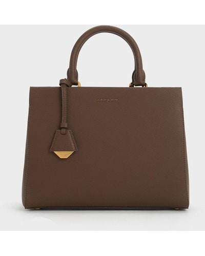 Charles & Keith Mirabelle Structured Top Handle Bag - Brown