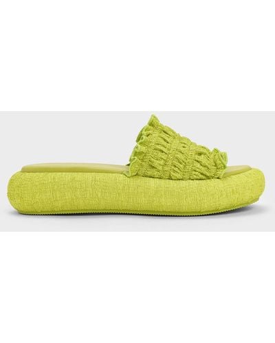 Charles & Keith Nuala Ruched Flatforms - Yellow