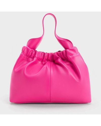 Charles & Keith Ally Ruched Slouchy Bag - Pink