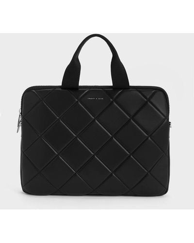 Charles & Keith Aubrielle Quilted Laptop Bag - Black