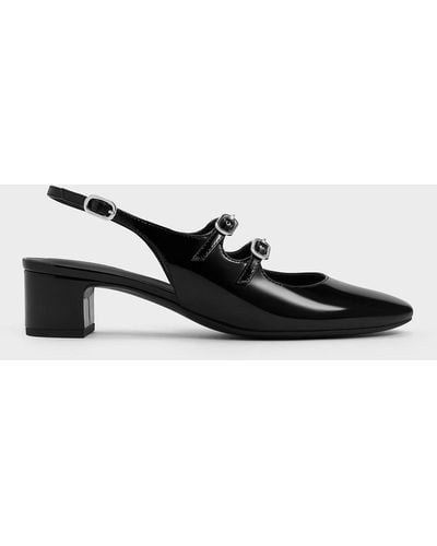 Charles & Keith Double-strap Slingback Mary Jane Court Shoes - Black