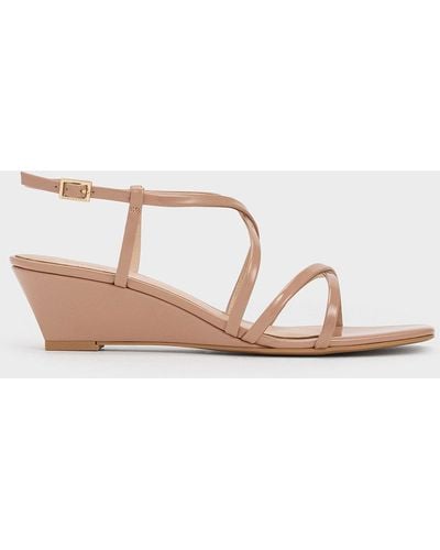 Charles & Keith Strappy Wedge Sandals - Pink