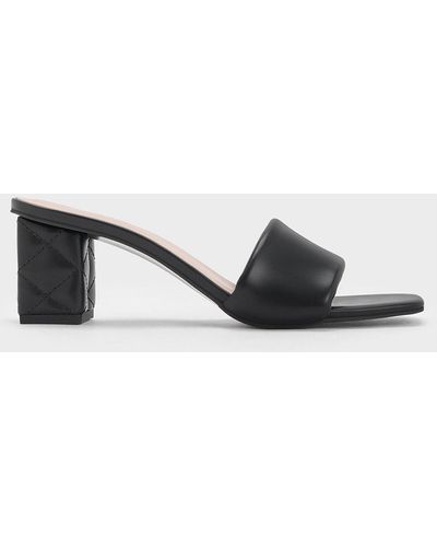 Charles & Keith Puffy-strap Quilted-heel Mules - Black