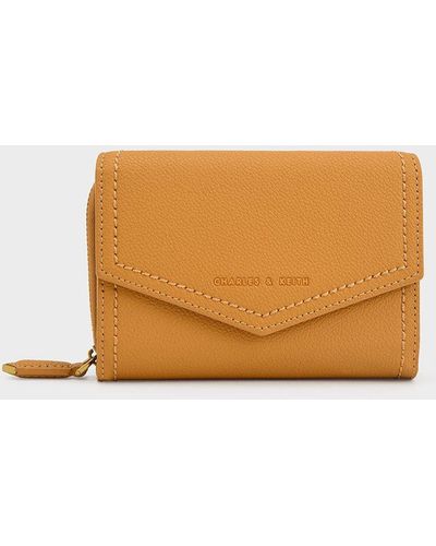 Charles & Keith Stitch Trim Envelope Wallet - Orange