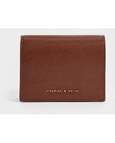 Charles & Keith Snap Button Mini Short Wallet - Brown