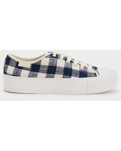 Charles & Keith Gingham Low-top Trainers - Blue