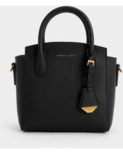 Charles & Keith Classic Double Top Handle Bag - Black