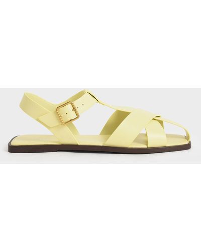 Charles & Keith Strappy Crossover Sandals - Metallic