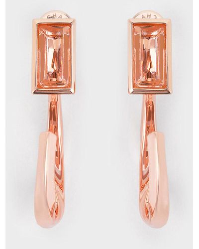 Charles & Keith Crystal-embellished Half Hoop Earrings - Metallic