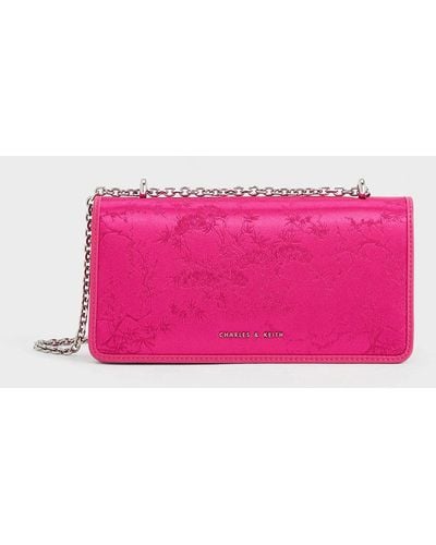 Charles & Keith Paffuto Recycled Satin Chain Handle Long Wallet - Pink