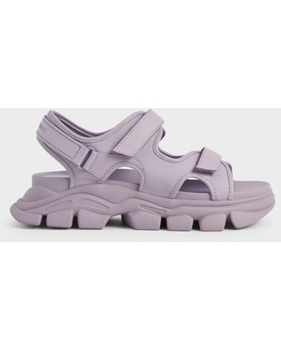Charles & Keith Chunky Sports Sandals - Purple