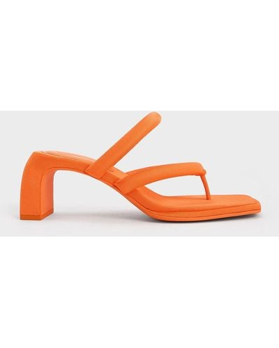 Charles & Keith Toni Puffy-strap Thong Sandals - Orange