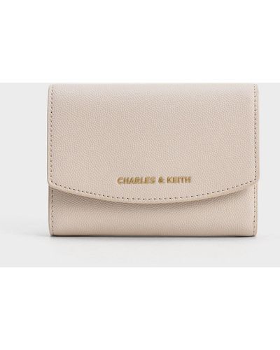 Charles & Keith Curved Front Flap Wallet - Natural