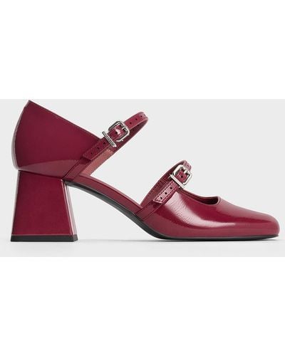 Charles & Keith Patent Double-strap D'orsay Court Shoes - Pink