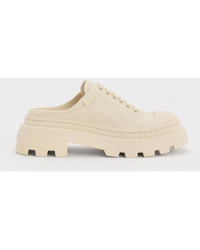 Charles & Keith Canvas Backless Sneakers - Natural