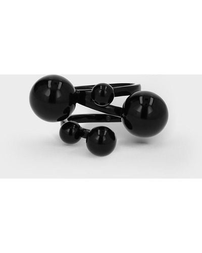 Charles & Keith Metallic Sphere Sculptural Ring - Black