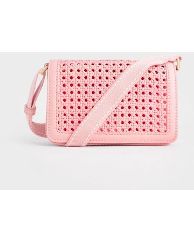 Charles & Keith Cecily Woven Shoulder Bag - Pink
