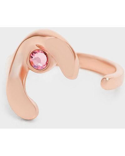 Charles & Keith Gem-embellished Open Ring - Multicolour