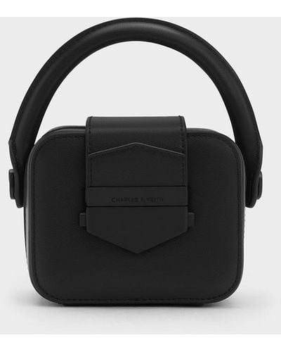 Charles & Keith Mini Vertigo Boxy Top Handle Bag - Black