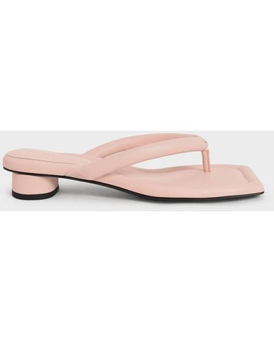 Charles & Keith Asymmetric-toe Puffy Thong Sandals - Pink