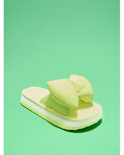 Charles & Keith Puffy Bow Slides - Yellow