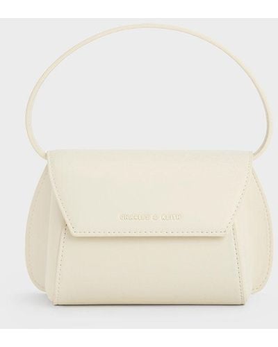 Charles & Keith Mini Cassiopeia Front Flap Bag - Natural