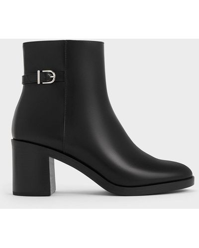 Black Side-Zip Ankle Boots | CHARLES & KEITH