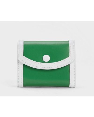 Charles & Keith Alouette Contrast Trim Small Wallet - Green