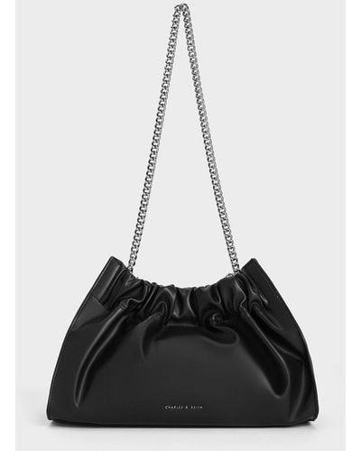 Charles & Keith Cyrus Slouchy Chain-handle Bag - Black