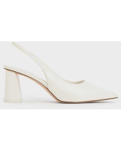 Charles & Keith Trapeze Heel Slingback Pumps - White
