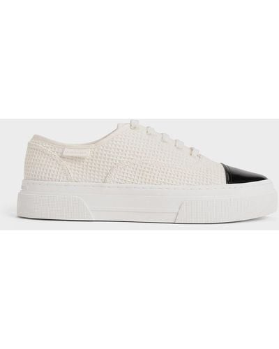 Charles & Keith Joshi Textured Two-tone Trainers - Natural