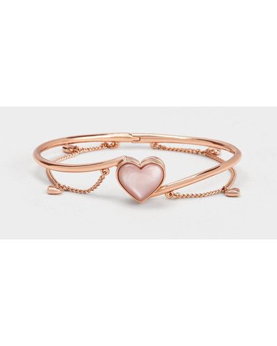 Charles & Keith Annalise Heart Stone Chain-link Bracelet - White