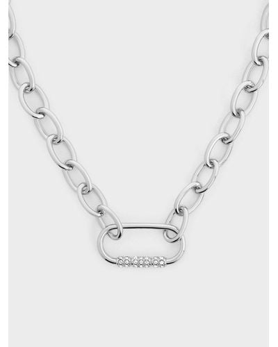 Charles & Keith Reagan Crystal Chain-link Necklace - White