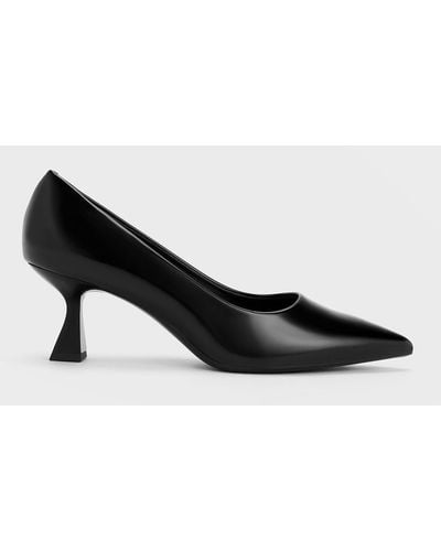Charles & Keith Pointed-toe Flared Court Shoes - Black