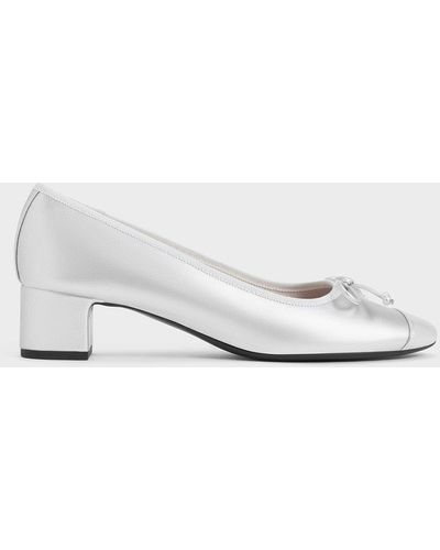 Charles & Keith Bow Ballet Court Shoes - White