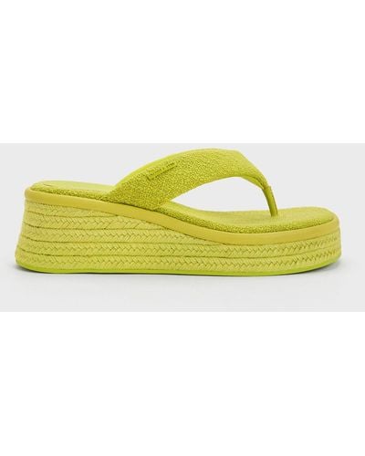 Charles & Keith Woven Espadrille Thong Sandals - Yellow