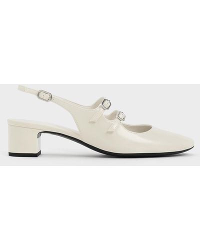Charles & Keith Double-strap Slingback Mary Jane Pumps - White