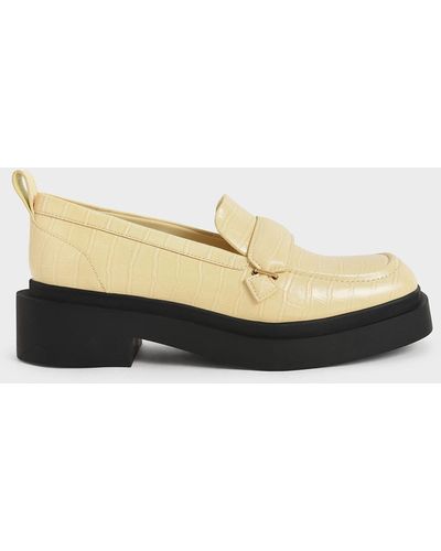 Charles & Keith Croc-effect Platform Penny Loafers - Multicolour