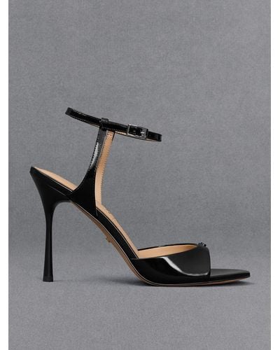 Charles & Keith Leather Ankle-strap Pumps - Gray