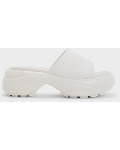 Charles & Keith Wide-strap Curved Platform Sports Sandals - White