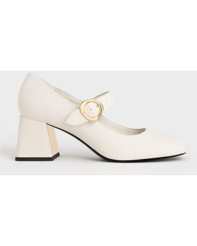 Charles & Keith Buckled Mary Jane Pumps - Natural