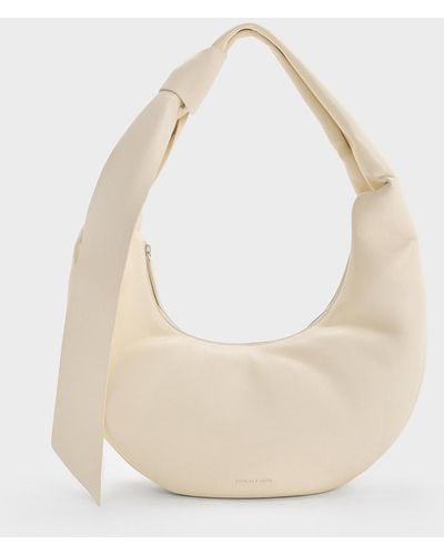 Charles & Keith Toni Knotted Curved Hobo Bag - Natural