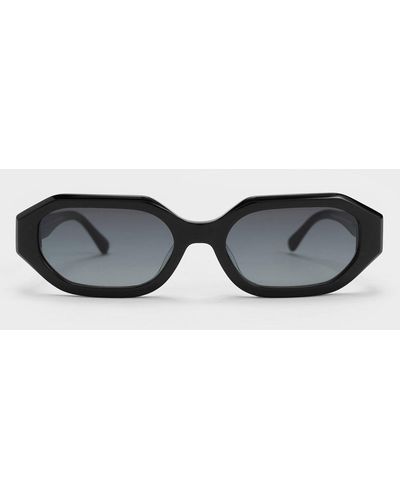 Charles & Keith Gabine Recycled Acetate Oval Sunglasses - Black