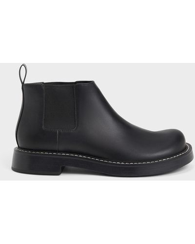 Charles & Keith Penelope Pull-tab Chelsea Boots - Black