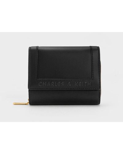 Charles & Keith Stitch-trim Front Flap Wallet - White