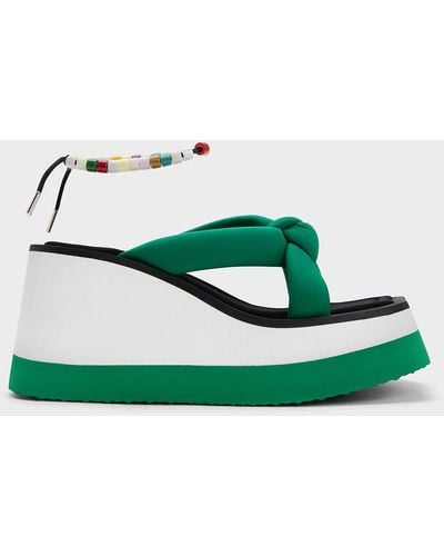 Charles & Keith Tana Knotted Crossover Wedges - Green