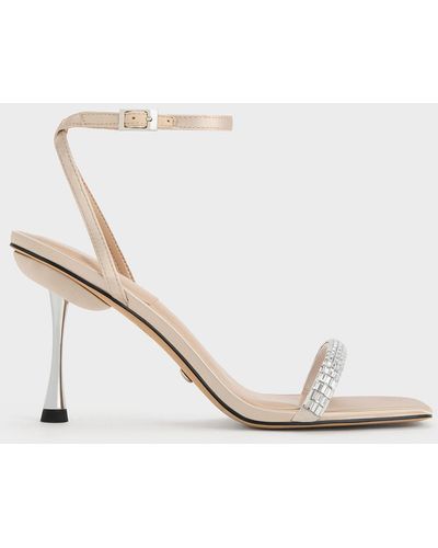 Charles & Keith Demi Recycled Polyester Embellished Ankle-strap Sandals - Natural